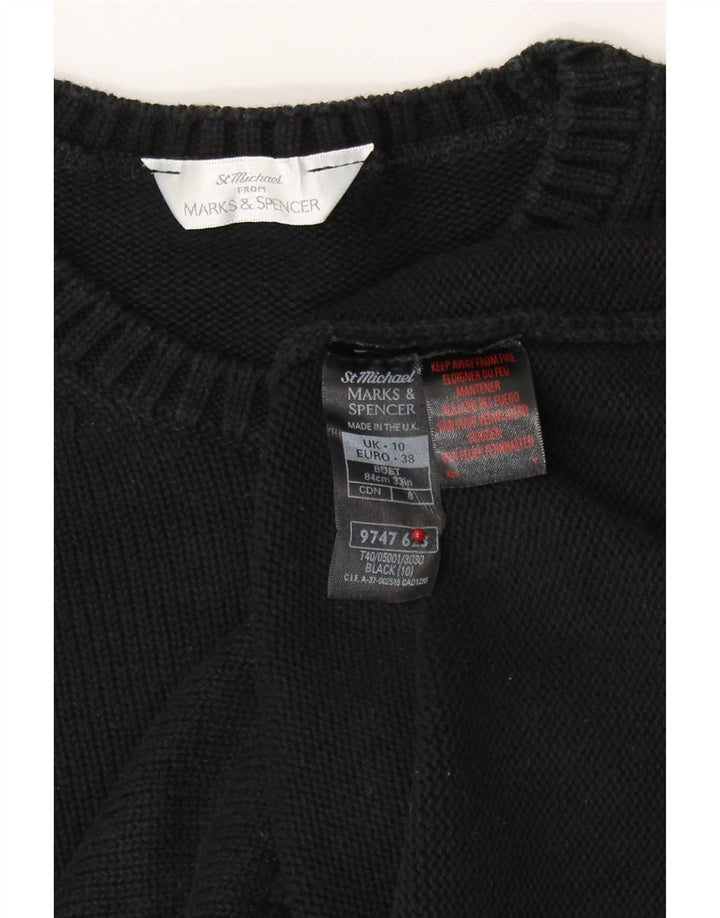 Suéter feminino Marks & Spencer com gola redonda grande, Reino Unido 10 pequeno preto