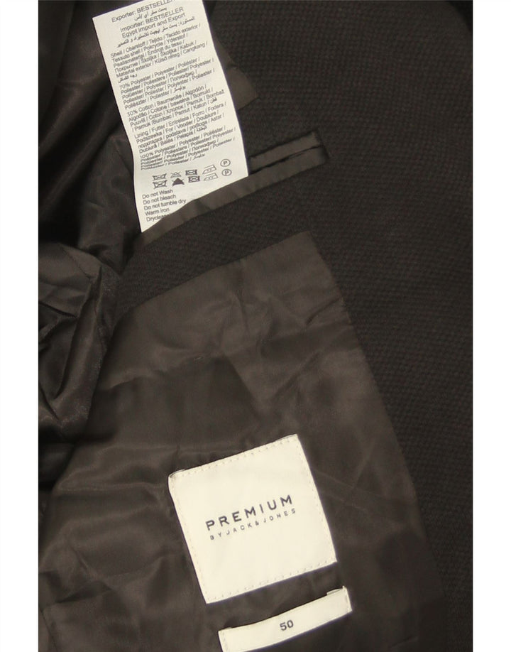 Jaqueta blazer masculina de 2 botões Jack & Jones EU 50 grande poliéster preto
