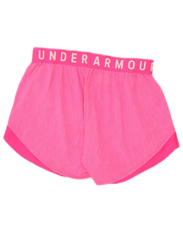 Shorts esportivos gráficos femininos Under Armour UK 6 XS rosa poliéster