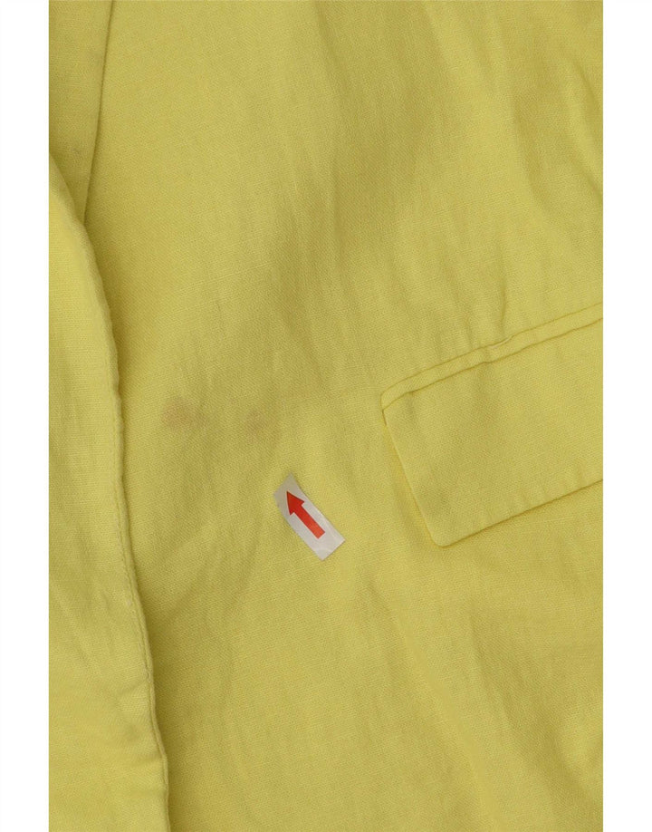 Zara Jaqueta Blazer Feminina Manga 3/4 Aberta Reino Unido 16 Grande Acetato Amarelo