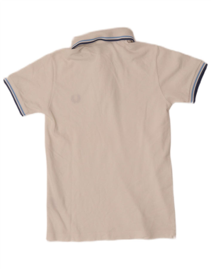 Camisa polo masculina Fred Perry 9-10 anos algodão listrado branco