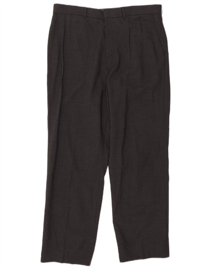 Calça masculina Marks & Spencer Pegged Suit W34 L29 cinza risca de giz poliéster
