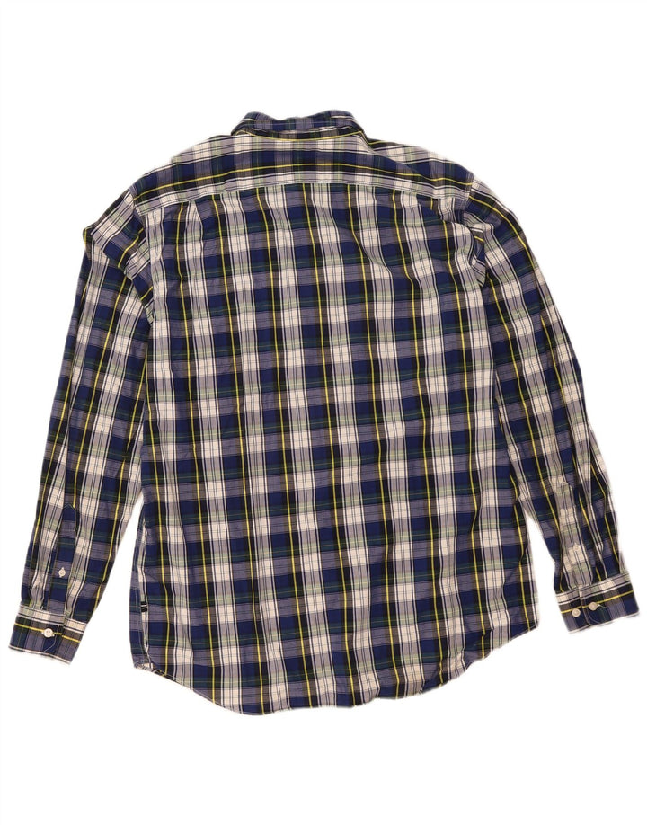 Camisa masculina Nautica grande algodão xadrez azul marinho