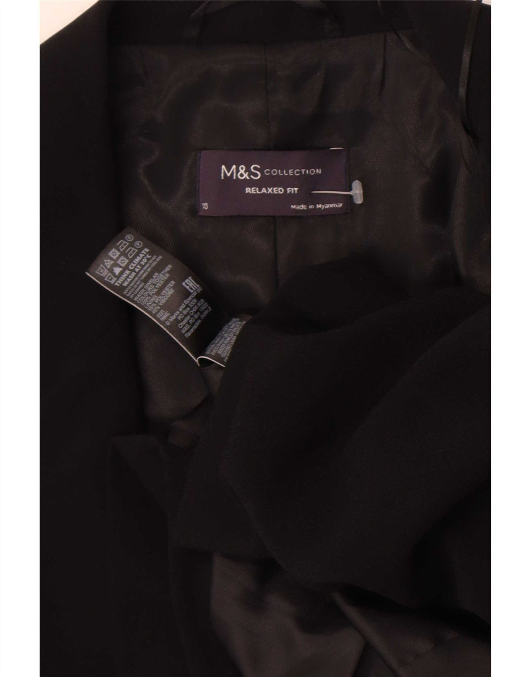 Jaqueta blazer feminina de manga 3/4 da Marks & Spencer Reino Unido 10 pequena preta