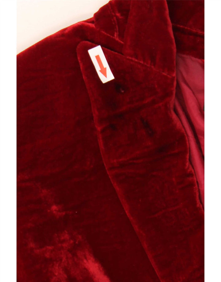 Jaqueta blazer feminina de veludo com 1 botão Massimo Dutti EU 44 XL viscose vermelha