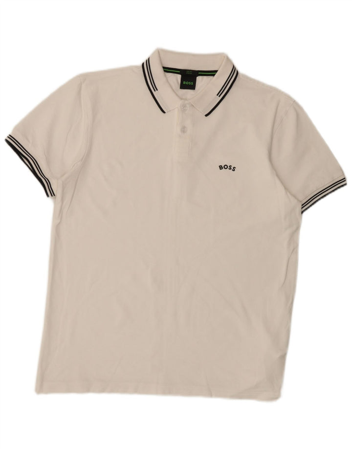 Camisa polo masculina Hugo Boss Slim Fit médio algodão branco