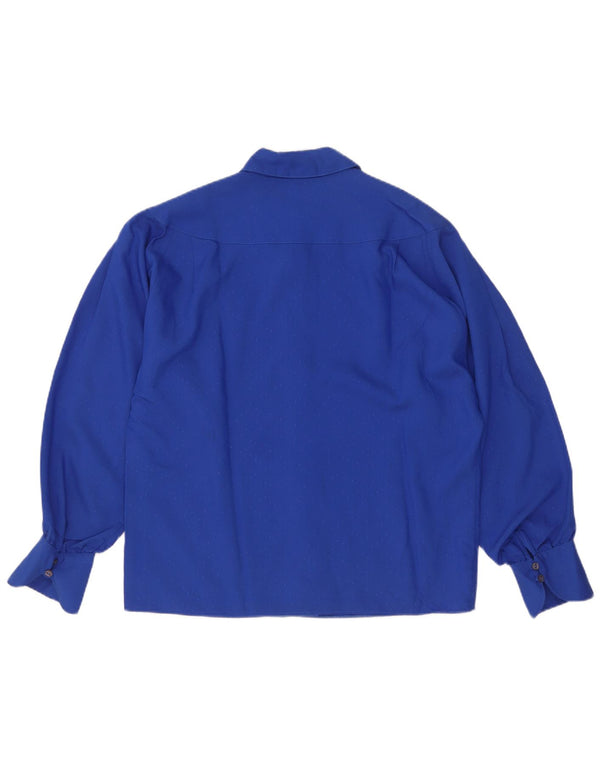Blusa feminina vintage EU 38 Viscose manchada azul médio