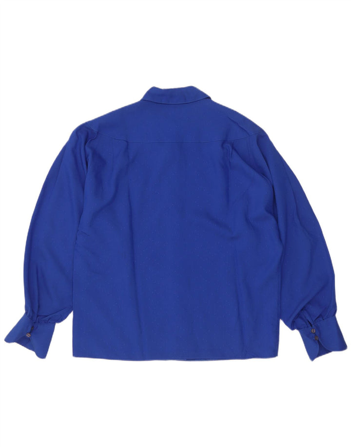 Blusa feminina vintage EU 38 Viscose manchada azul médio