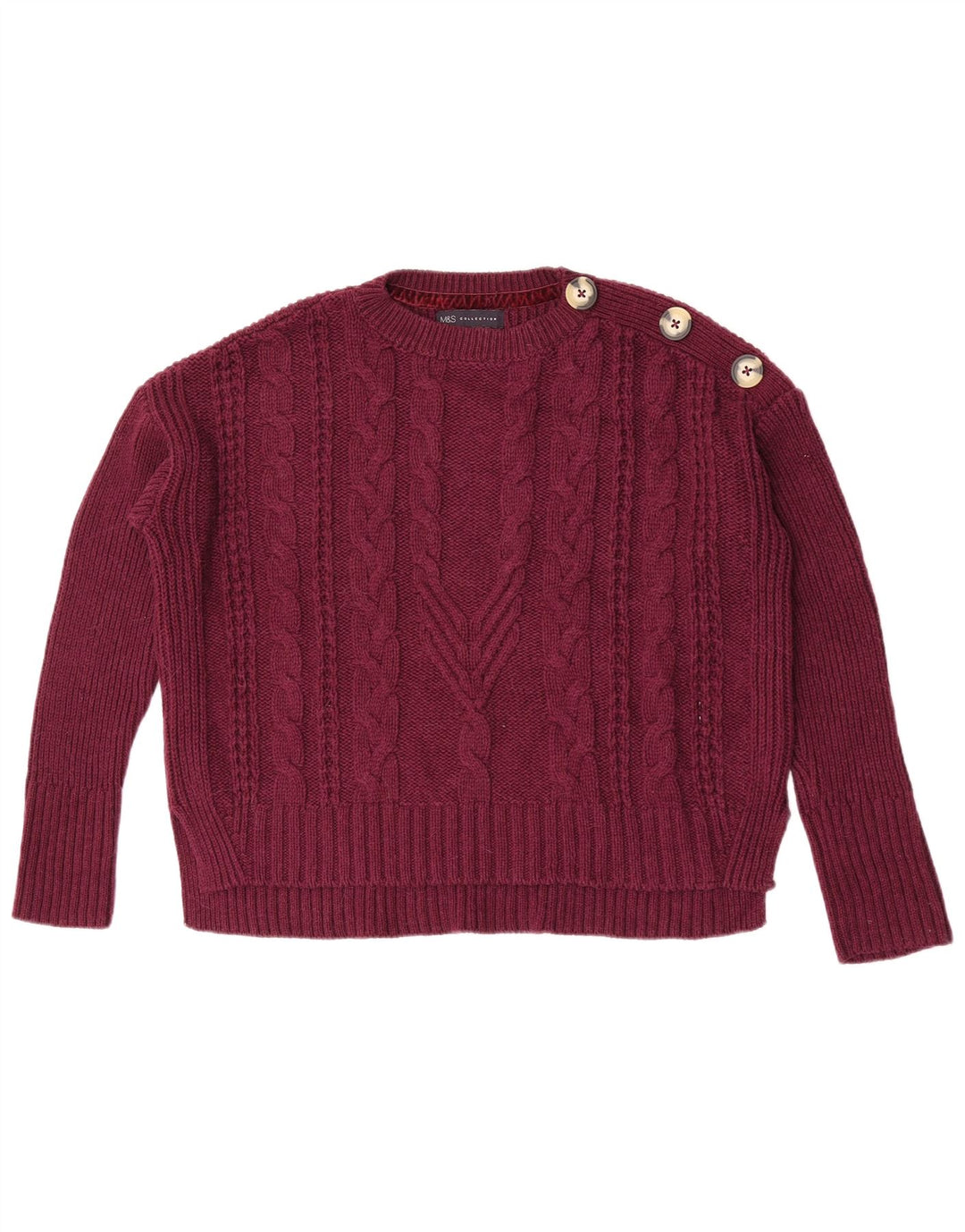 Suéter feminino Marks & Spencer com gola redonda Reino Unido 14 médio marrom