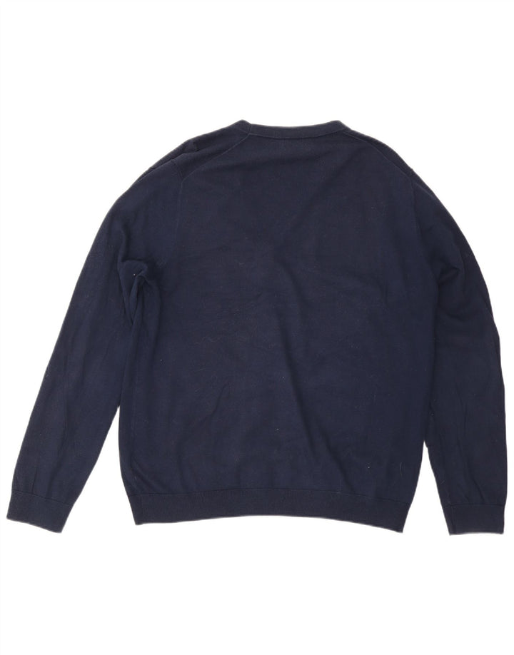 Suéter cardigã masculino Marks & Spencer grande algodão azul marinho