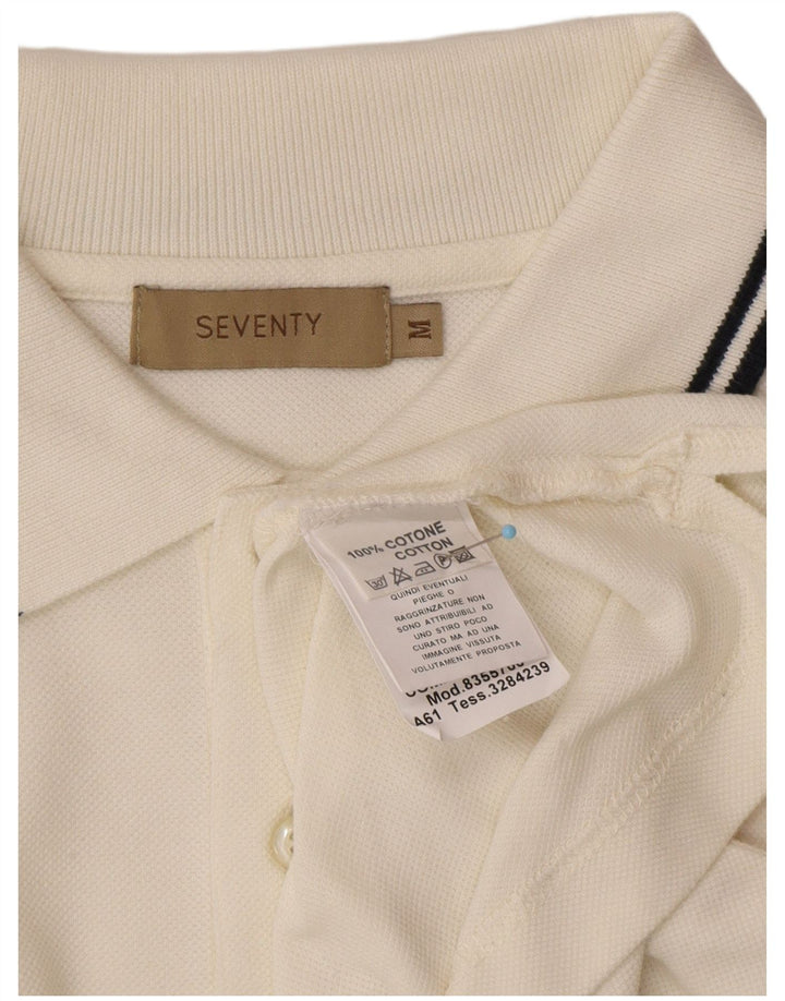 Camisa polo masculina SEVENTY de algodão branco médio