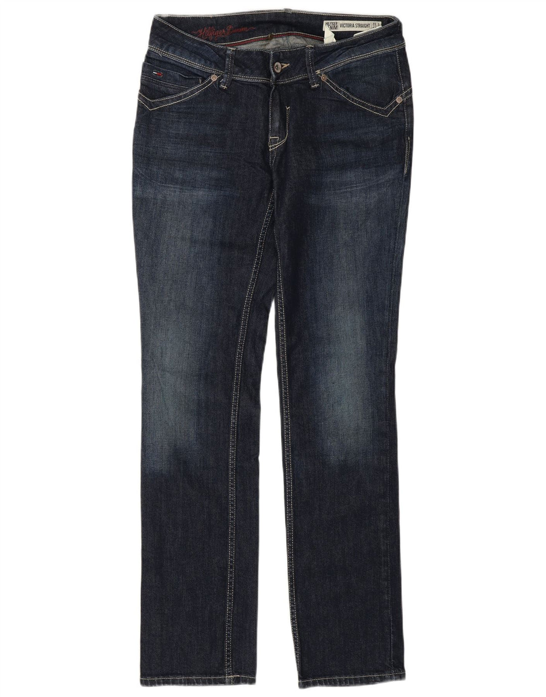 TOMMY HILFIGER Feminino Victoria Straight Jeans W29 L32 Azul Algodão