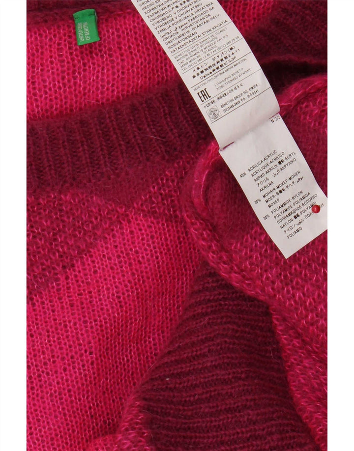 Benetton Poncho Jumper feminino grande tamanho único rosa Argyle/Diamante