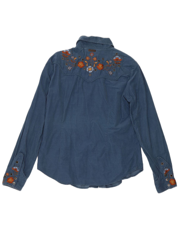 Camisa feminina de manga comprida Marlboro Classics Reino Unido 16 grande azul floral ocidental