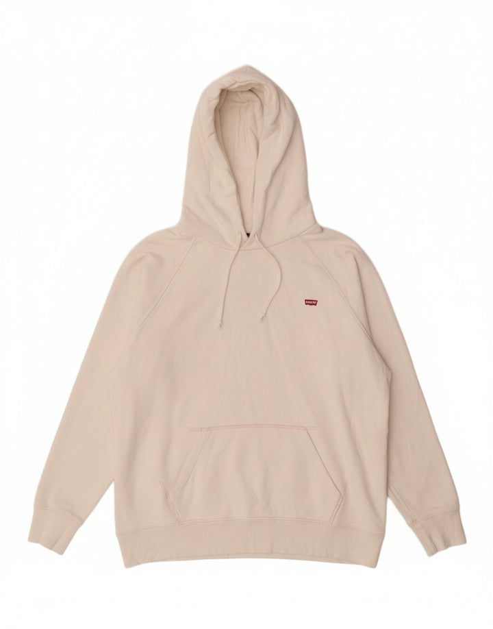 Suéter com capuz feminino LEVI'S UK 16 grande algodão branco