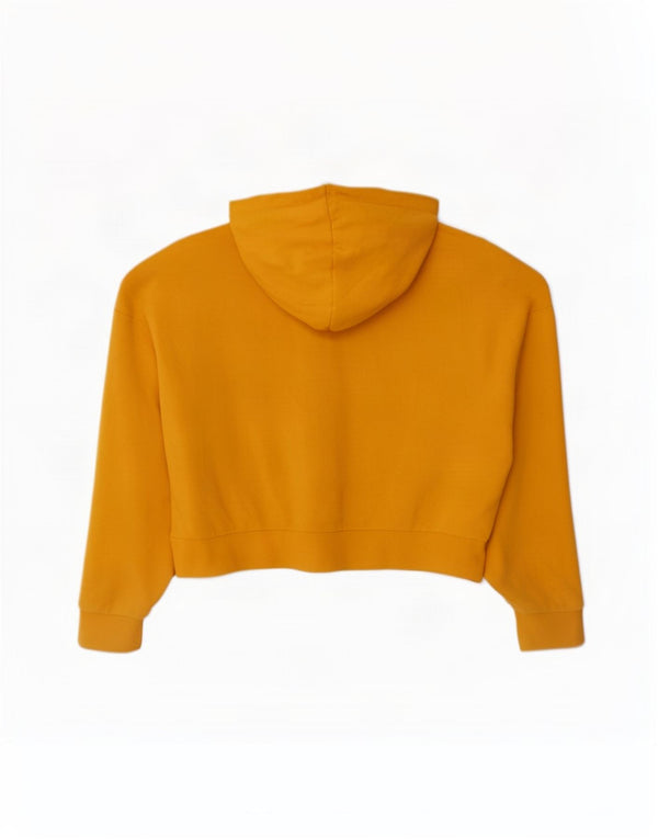 Suéter feminino Puma Crop Zip com capuz Reino Unido 14 algodão amarelo médio