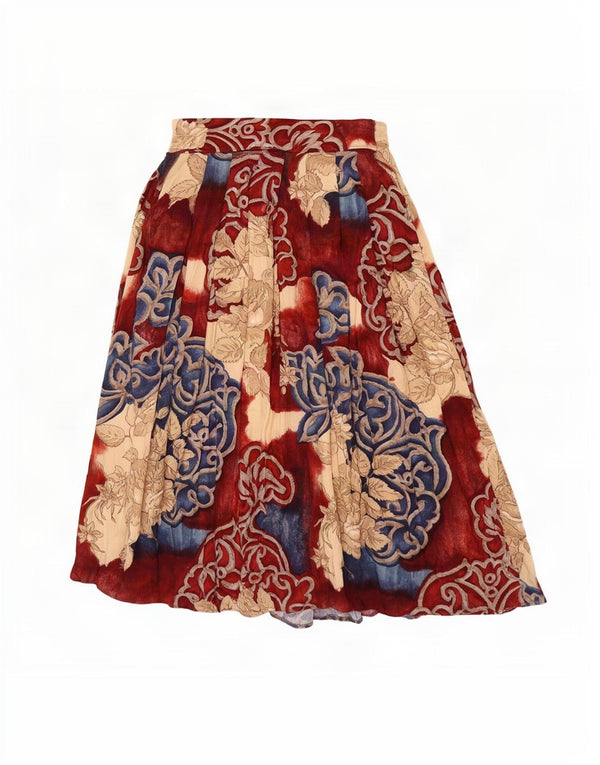Pippa Dee saia plissada feminina UK 12 médio W28 floral multicolorido