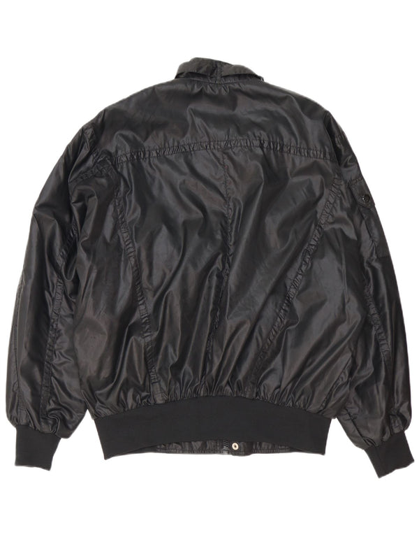 Jaqueta masculina vintage bomber solta ajuste racer Reino Unido 40 grande nylon preto
