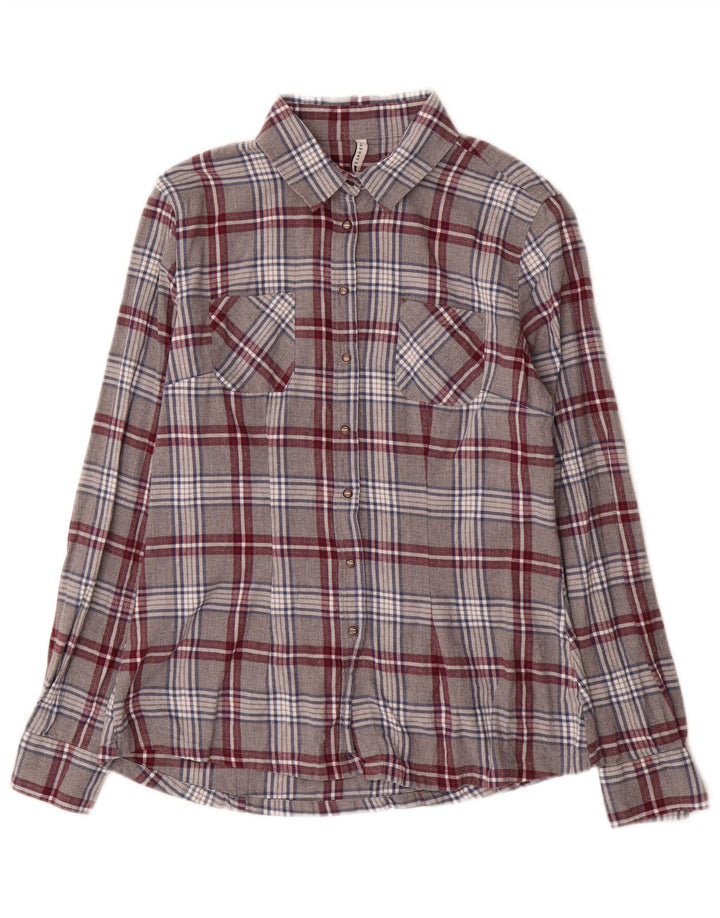 Camisa de flanela feminina Carrera UK 12 xadrez cinza médio
