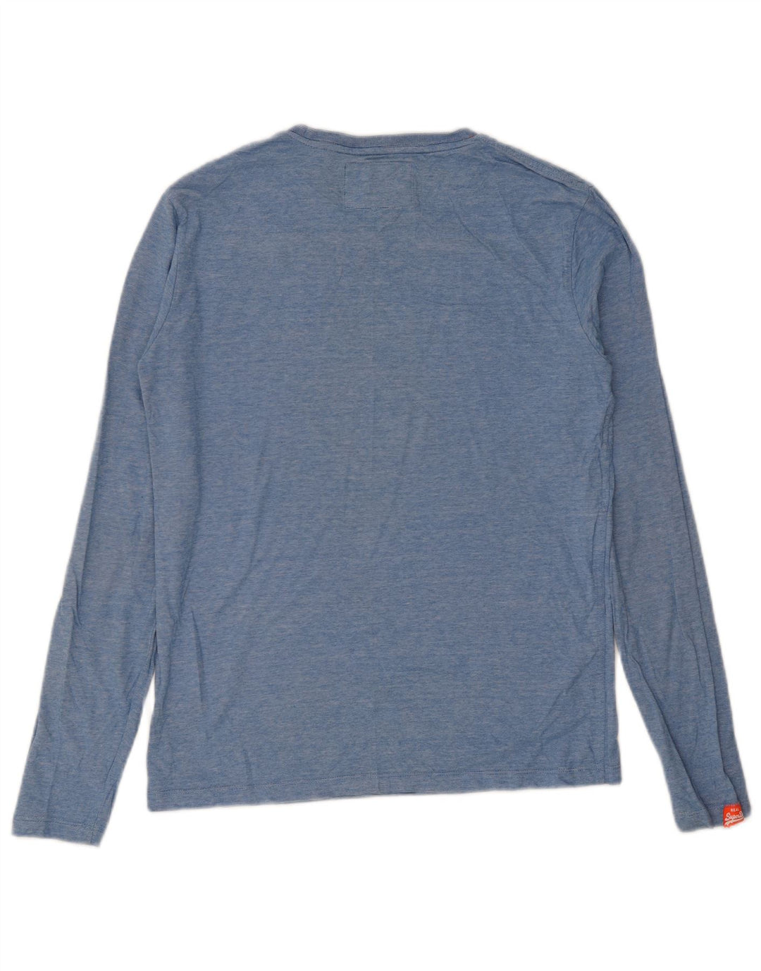 Top masculino Superdry manga comprida algodão manchado azul médio