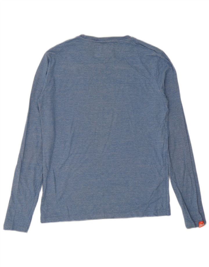Top masculino Superdry manga comprida algodão manchado azul médio