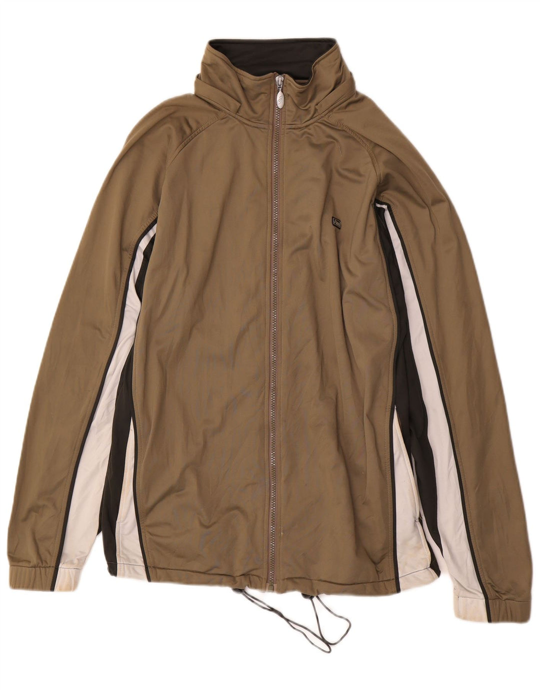 Asics Mens Tracksuit Top Jacket Medium Khaki Colourblock Poliéster