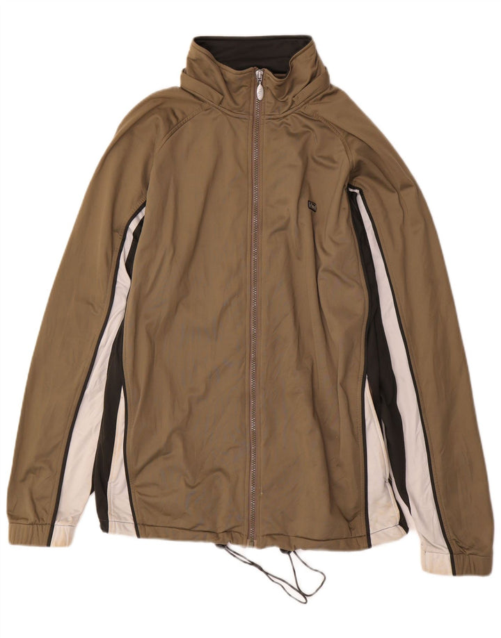 Asics Mens Tracksuit Top Jacket Medium Khaki Colourblock Poliéster