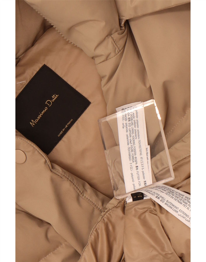 Jaqueta feminina acolchoada com capuz grande Massimo Dutti Reino Unido 6 XS poliéster bege