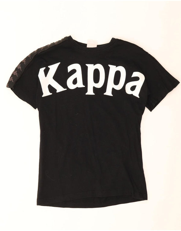 Camiseta feminina Kappa com estampa gráfica UK 10 pequeno algodão preto