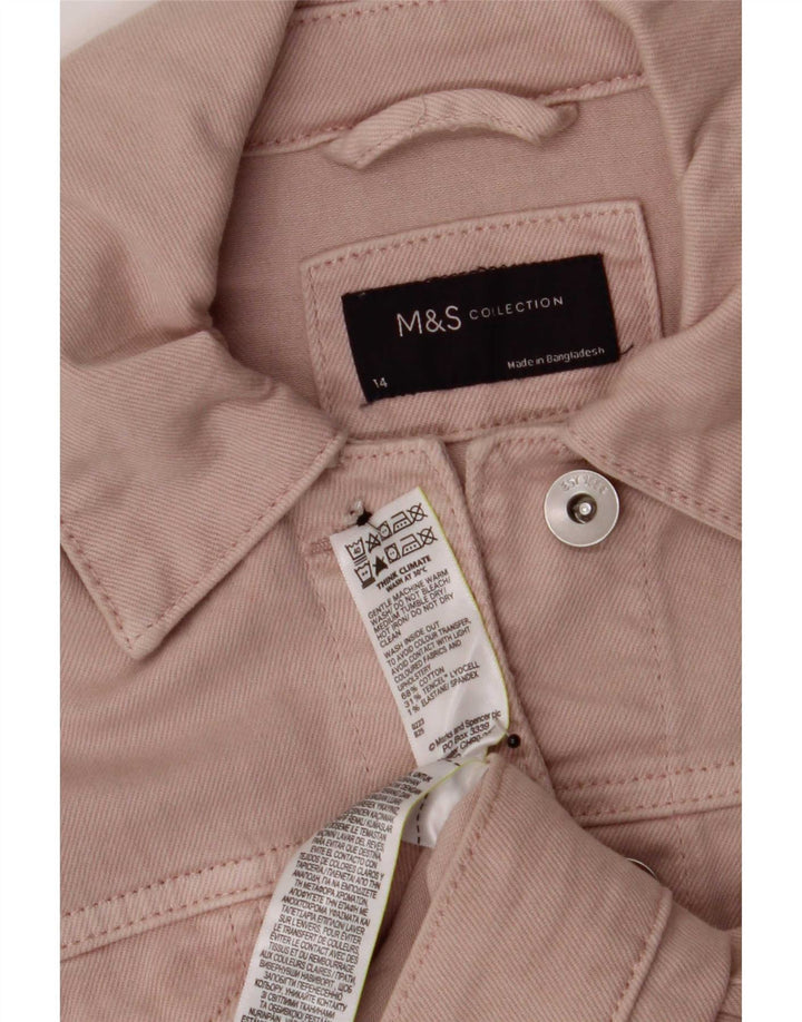 Jaqueta jeans feminina Marks & Spencer UK 14 grande algodão rosa