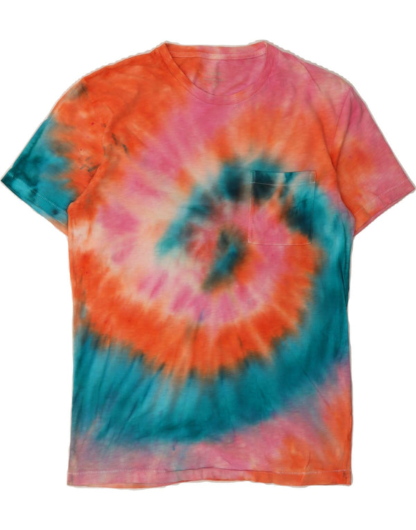 J. CREW Camiseta masculina tingida com roupa top pequena de algodão tie-dye multicolorido