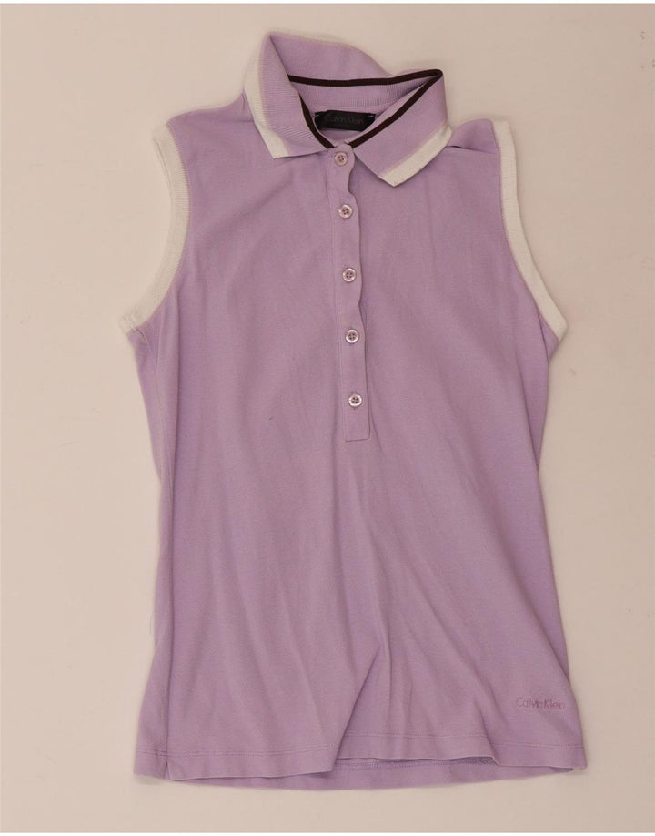 Camisa polo feminina sem mangas CALVIN KLEIN Reino Unido 4 XS algodão roxo