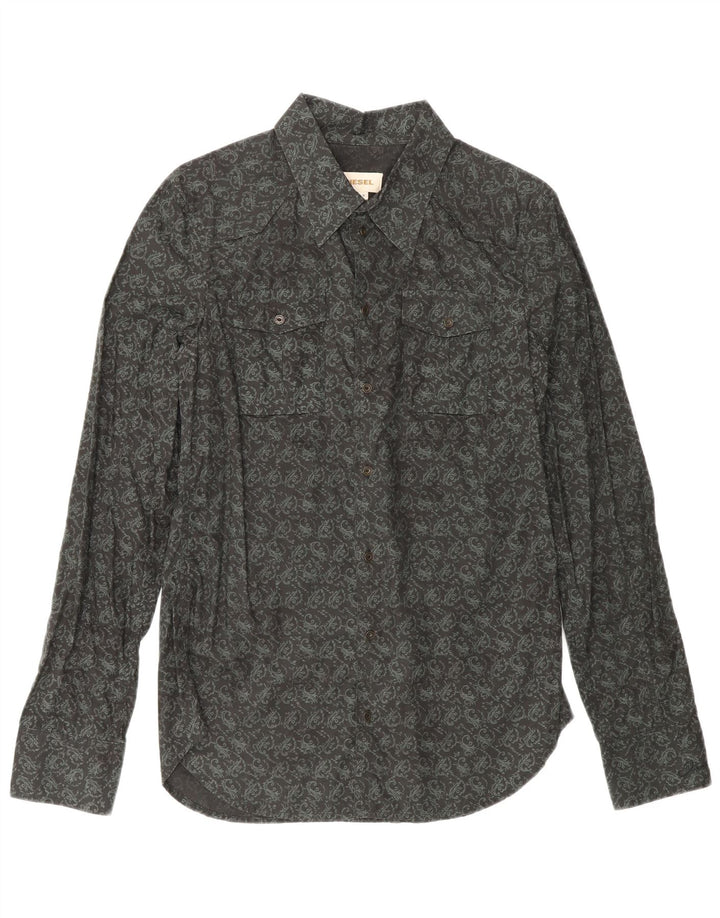 Camisa masculina diesel média preta algodão Paisley