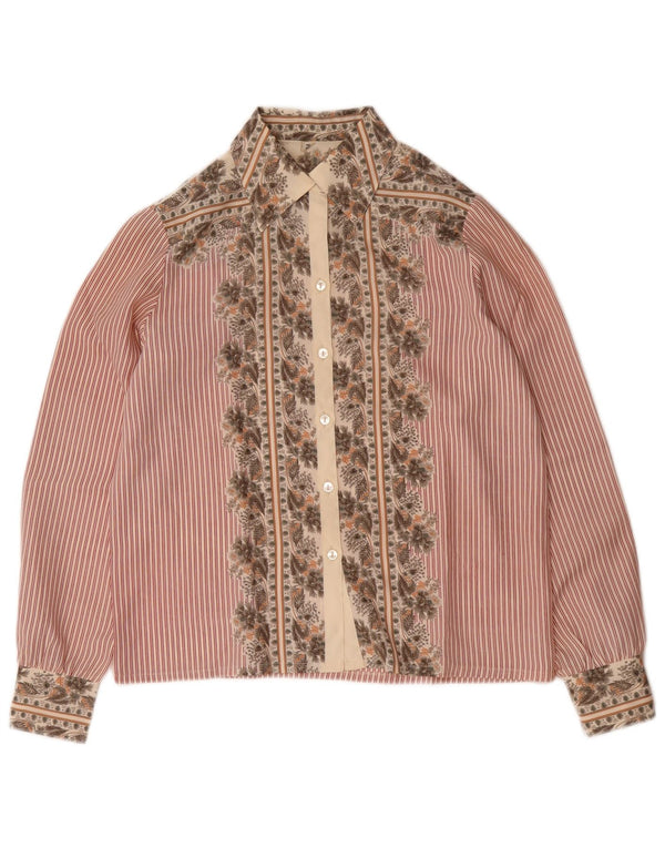 Camisa feminina vintage EU 38 poliéster listrado vermelho médio