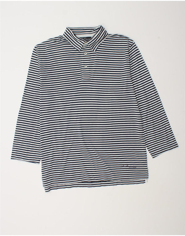 Camisa polo masculina de manga 3/4 Les Copains 2XL algodão listrado azul marinho