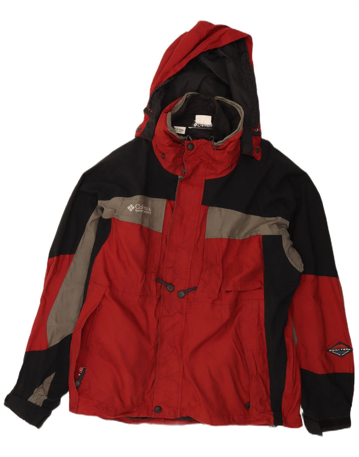 Jaqueta corta-vento masculina Columbia Omni-Tech UK 40 grande bloco colorido vermelho