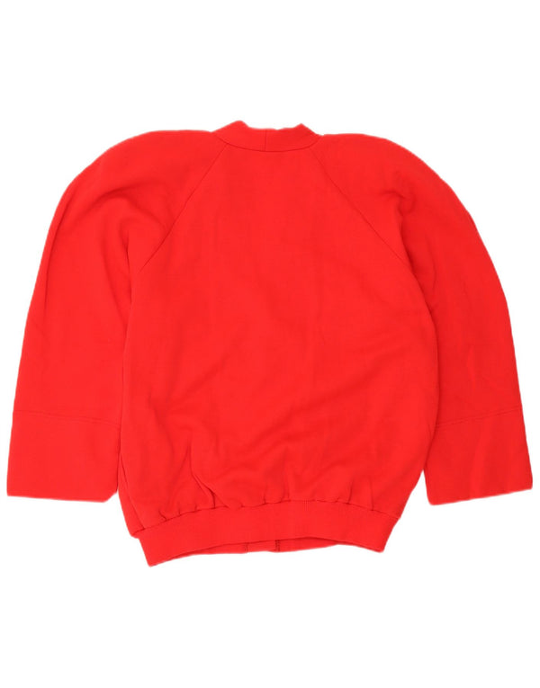 Suéter de cardigã de grandes dimensões feminino vintage Reino Unido 10 algodão vermelho pequeno