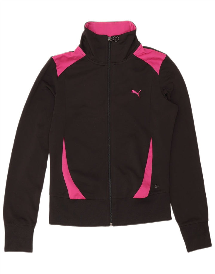 PUMA Womens Tracksuit Top Jacket UK 10 Pequeno Preto Colorblock