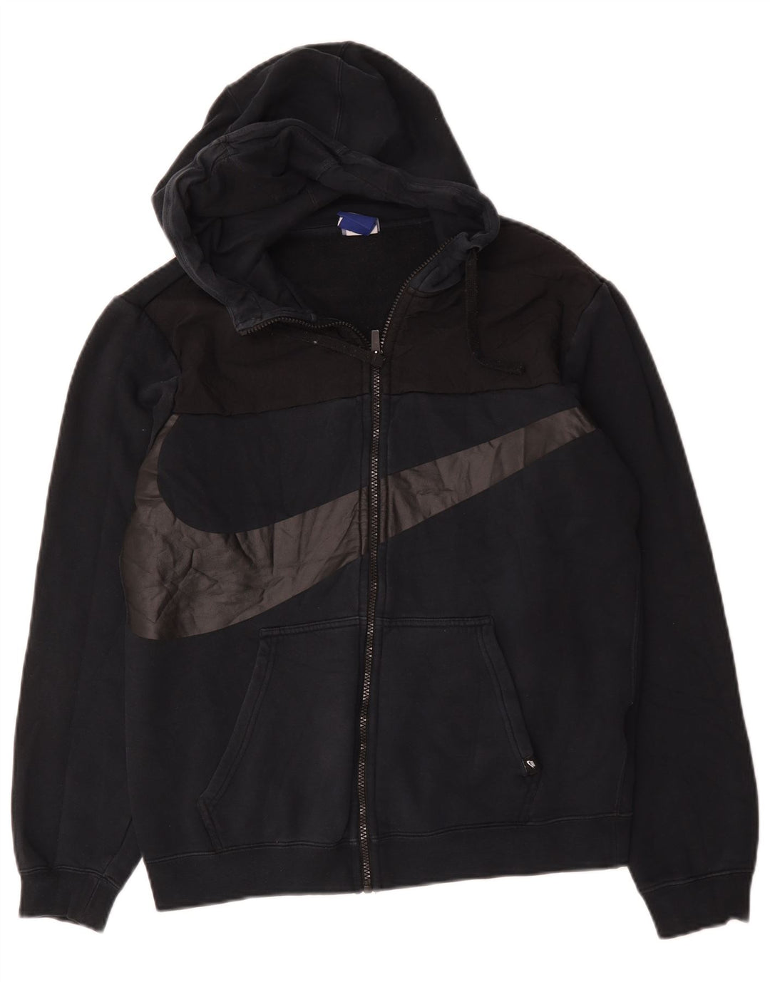 Suéter Nike masculino com capuz e zíper gráfico médio preto algodão