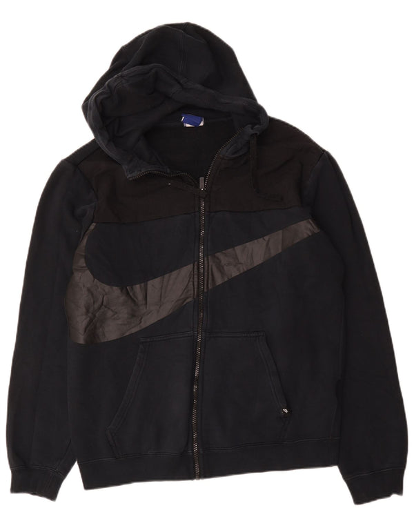 Suéter Nike masculino com capuz e zíper gráfico médio preto algodão