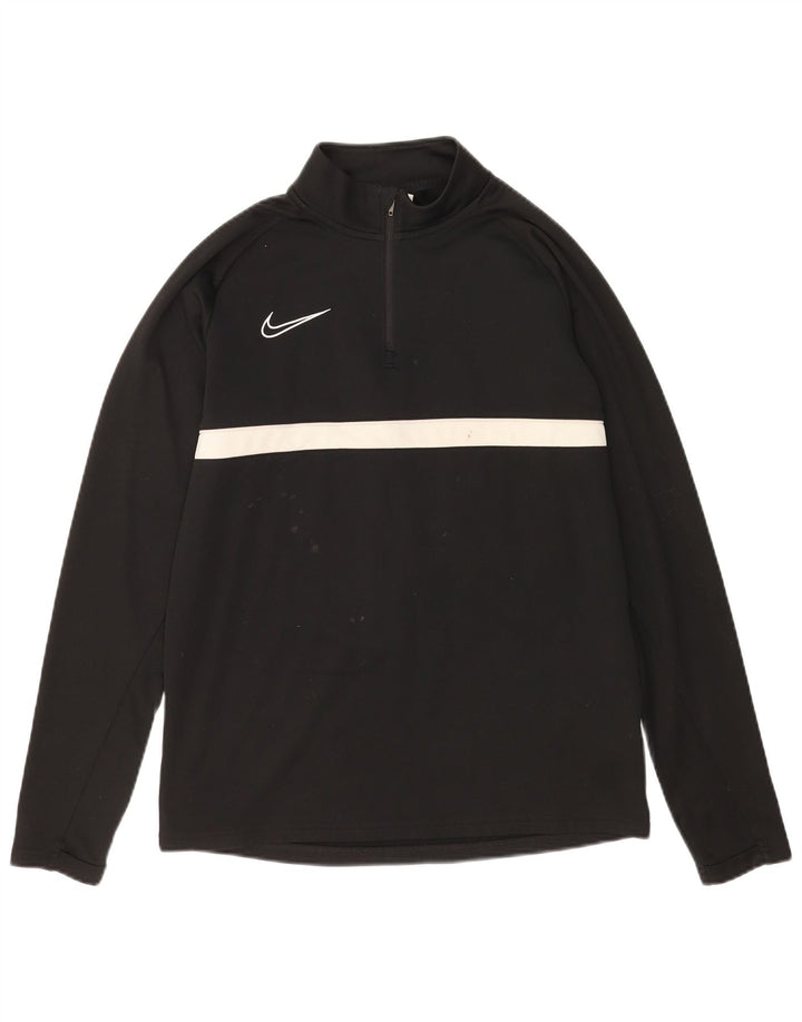 Nike Mens Dri Fit Zip Neck Pullover Treino Top Médio Preto Colourblock