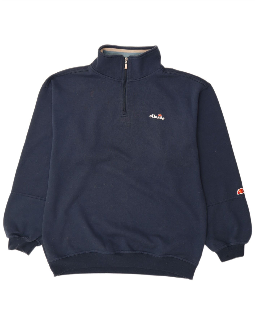 Suéter masculino Ellesse com zíper e gola grande de algodão azul marinho