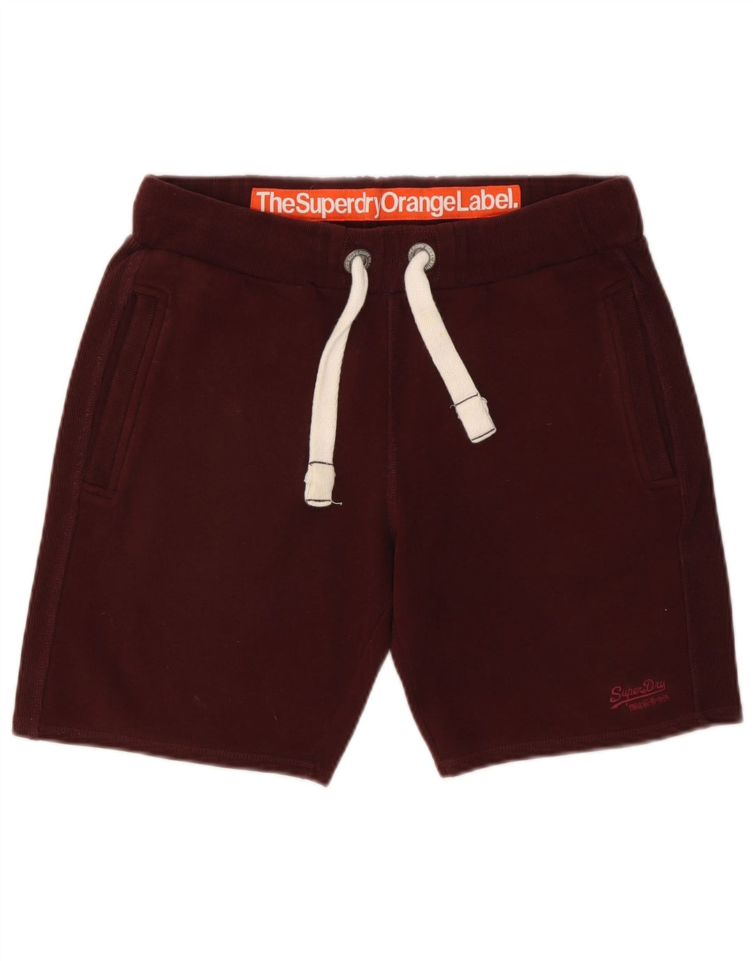 Superdry Mens Sport Shorts Médio Borgonha Algodão
