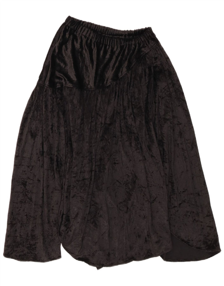 Saia assimétrica de veludo feminino vintage W32 grande estampa animal preta