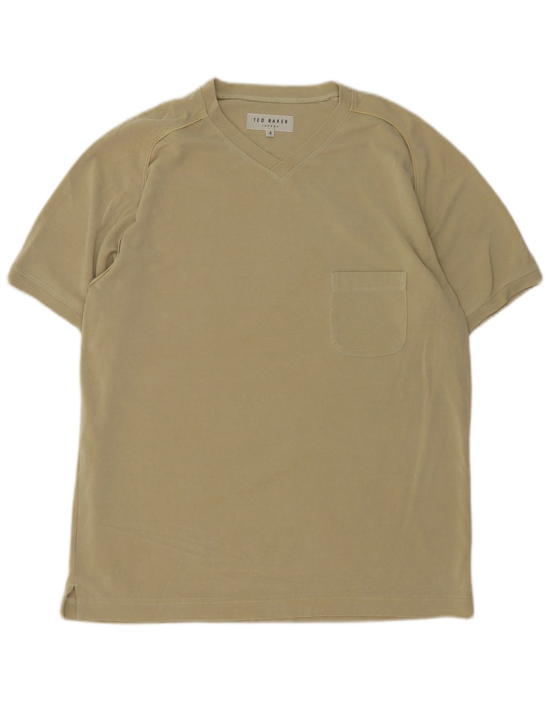 Camiseta masculina Ted Baker tamanho superior 4 grande algodão cáqui