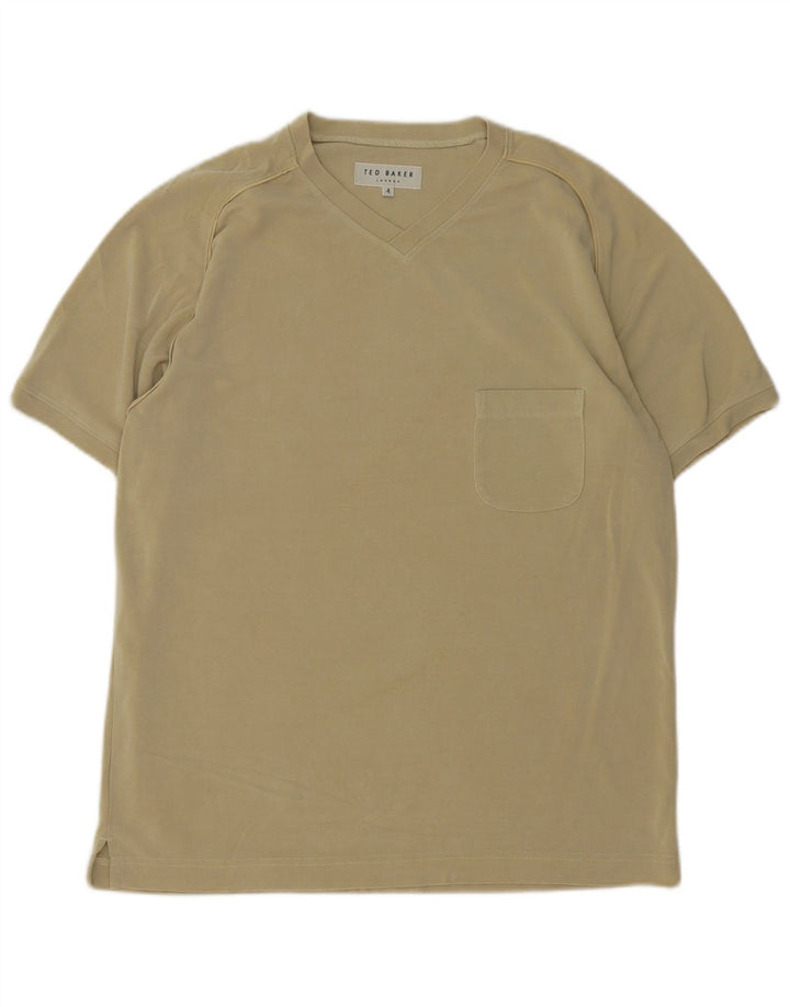 Camiseta masculina Ted Baker tamanho superior 4 grande algodão cáqui