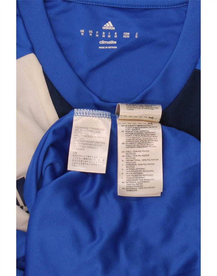 Adidas Mens Climalite Top Manga Longa Médio Azul Colourblock Poliéster