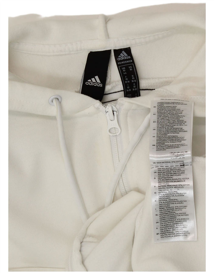 ADIDAS Womens Zip Hoodie Sweater UK 4/6 XS Branco Algodão