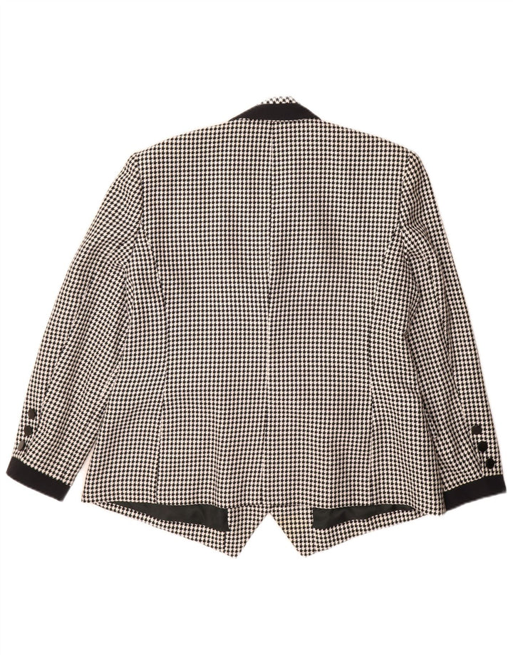 Jaqueta blazer feminina Hardob com peito duplo UK 20 2XL preta Houndstooth