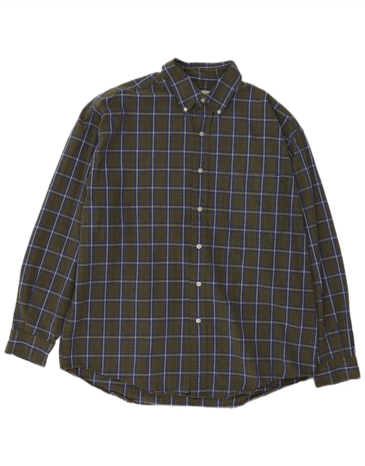 Camisa masculina de flanela de ajuste regular Eddie Bauer, algodão xadrez cáqui grande